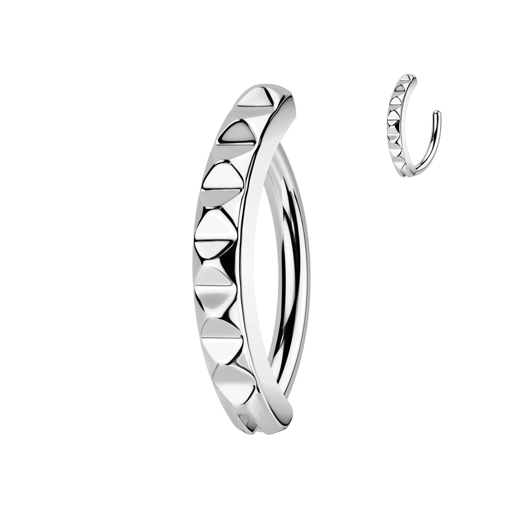 316L Surgical Steel Pyramid Ridged Hinged Clicker Belly Ring