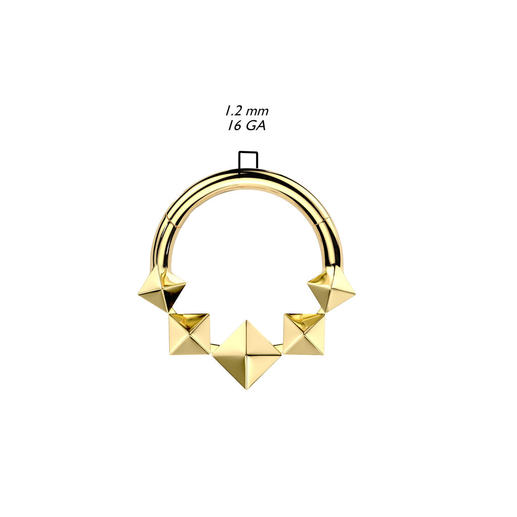 Implant Grade Titanium Pyramid Shaped Septum Hinged Clicker Hoop