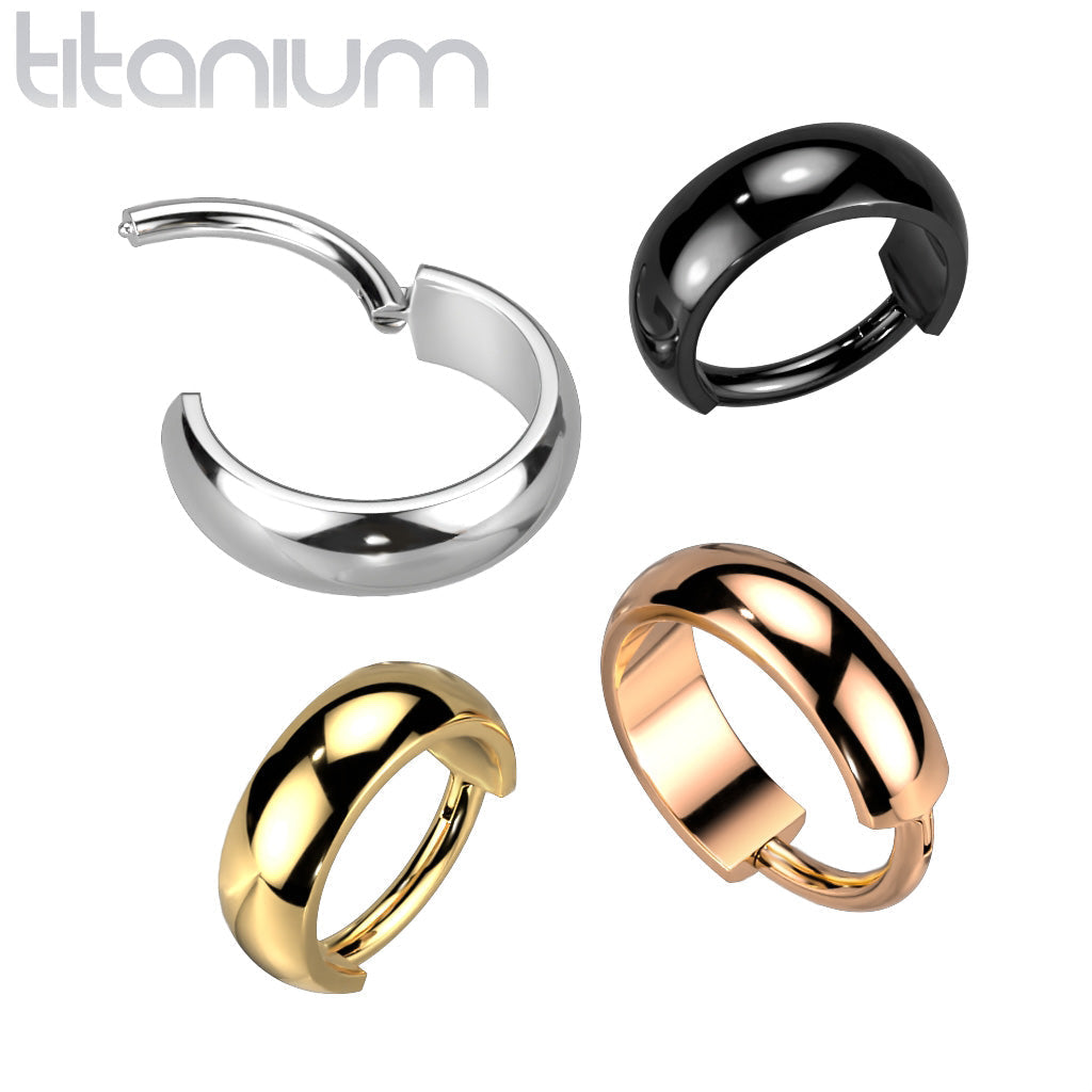 High Polished Implant Grade Titanium Black PVD Clicker Hinged Hoop