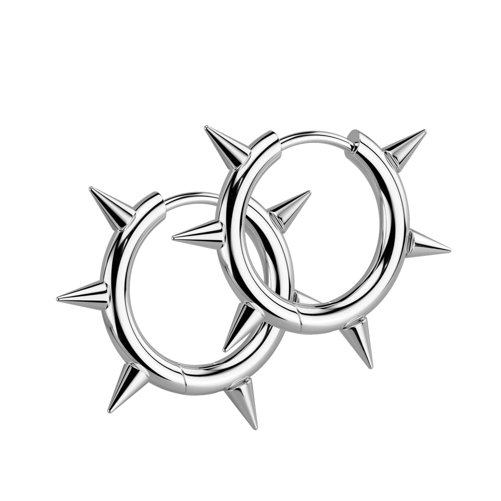 Pair of 316L Surgical Steel Thin Spike Hinged Hoop Earring