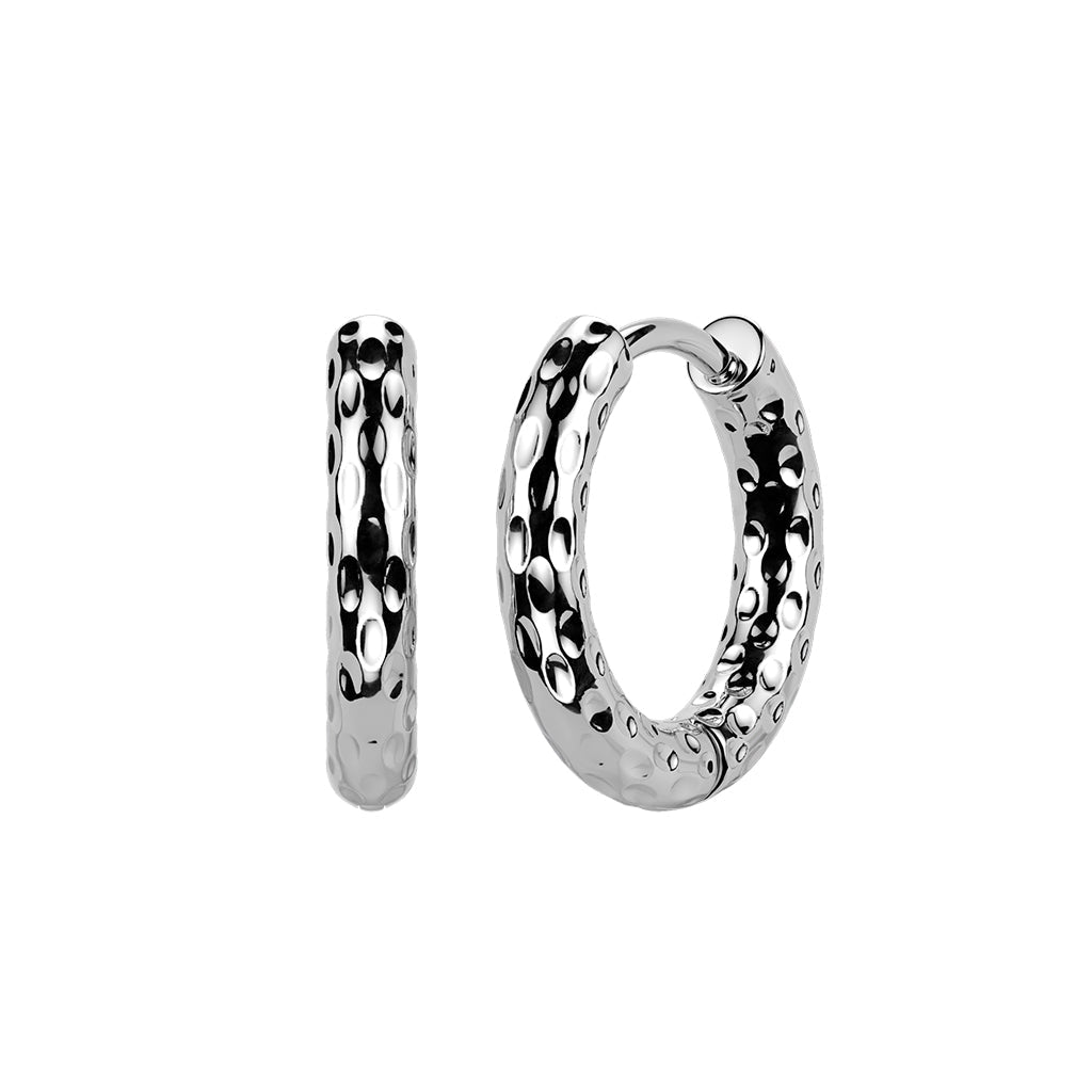 Pair of 316L Surgical Steel Hammered Hinged Hoop Earrings