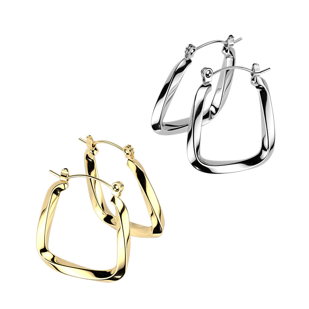 Pair of 316L Surgical Steel Twisted Large Hinged Hoop Earrings