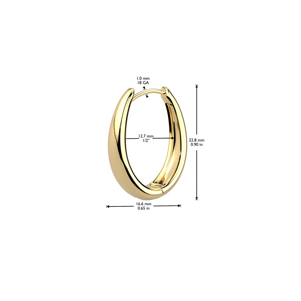 Pair of 316L Surgical Steel Long Oval Hinged Hoop Earrings
