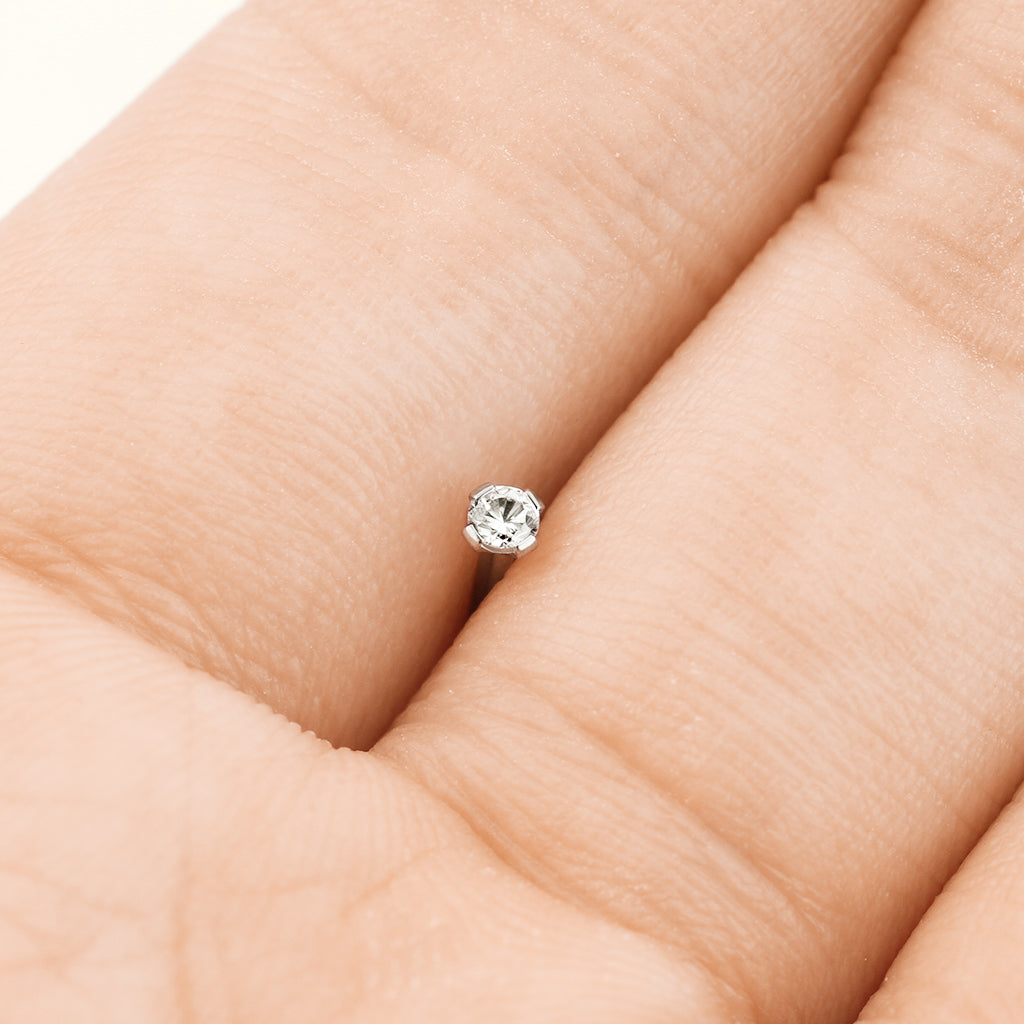 Implant Grade Titanium Black PVD White CZ L Shape Nose Stud