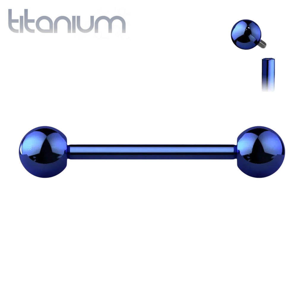 Implant Grade Titanium Internally Threaded PVD Straight Barbell