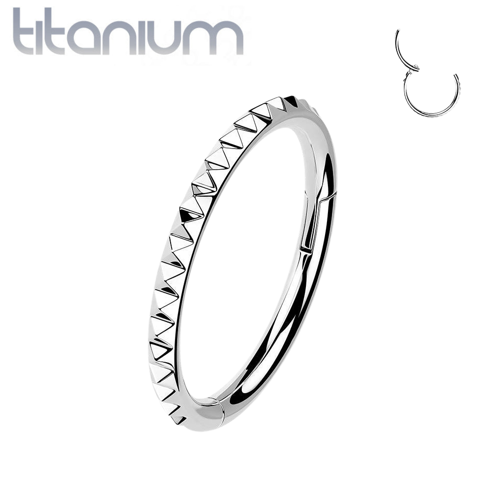 Implant Grade Titanium Ridged Hinged Hoop Clicker Ring