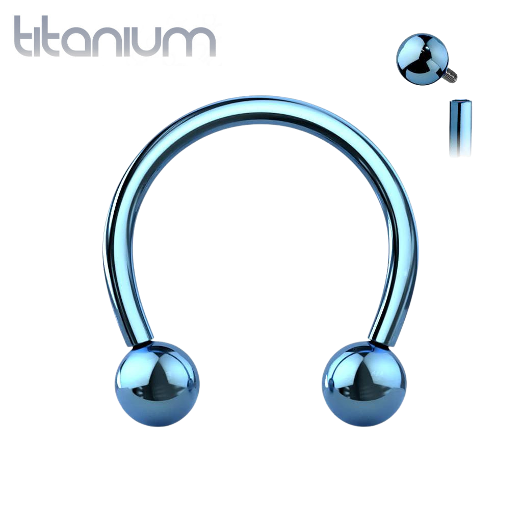 Implant Grade Titanium Internally Threaded PVD Horseshoe Circular Barbell
