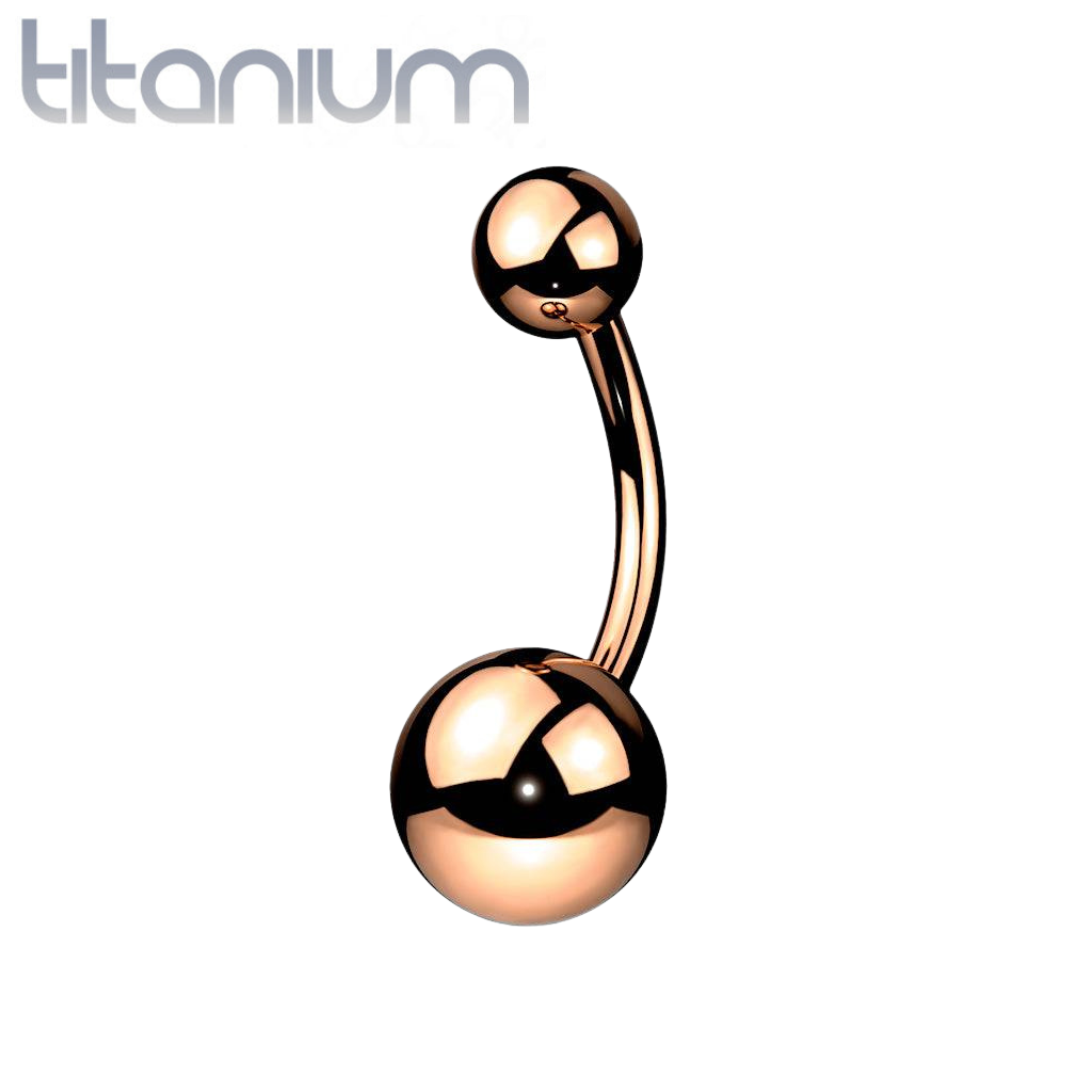 Implant Grade Titanium Rose Gold PVD Ball Stud Belly Ring