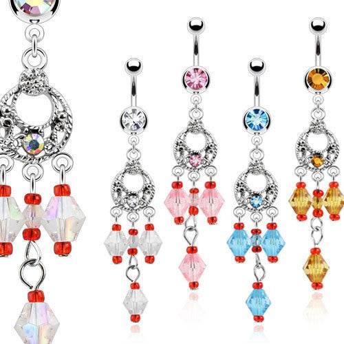 Crystal Beaded Vintage Antique Chandelier Belly Button Navel Ring