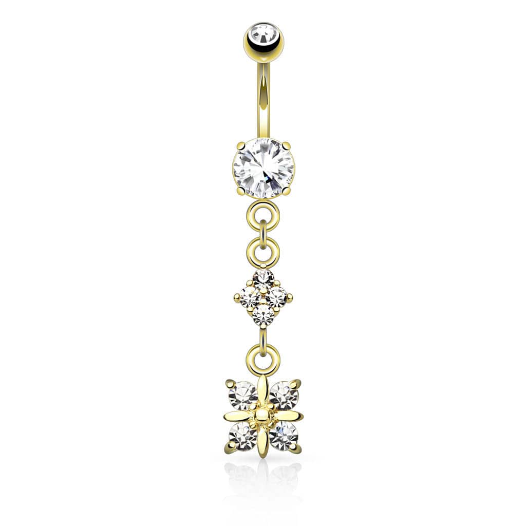 Cute Small CZ Crystal Dangle Belly Ring