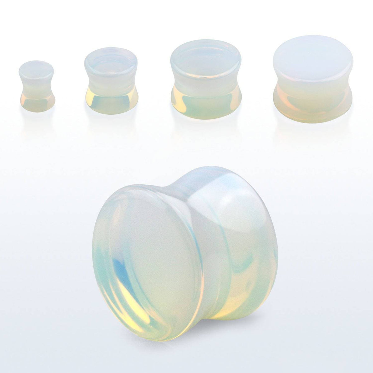 Double Flared White Opal Stone Plugs