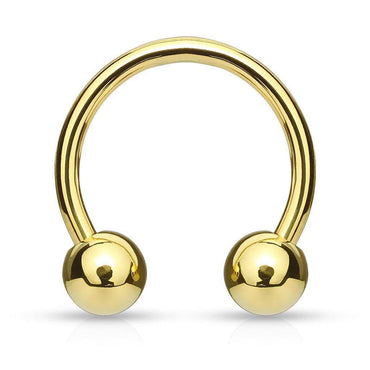 High Polished Rose Gold Plated Surgical Steel Multi Use Curved Barbell with Ball Ends High Polished Rose Gold Plated Surgical Steel Multi Use Curved Barbell with Ball Ends