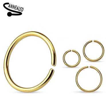 Black PVD High Polished Implant Grade Titanium Easy Bend Nose, Cartilage Hoop Ring with Fixed Ball
