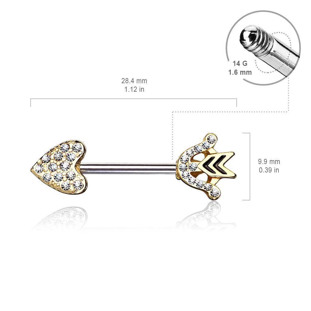 Heart & Arrow CZ Nipple Ring Barbell