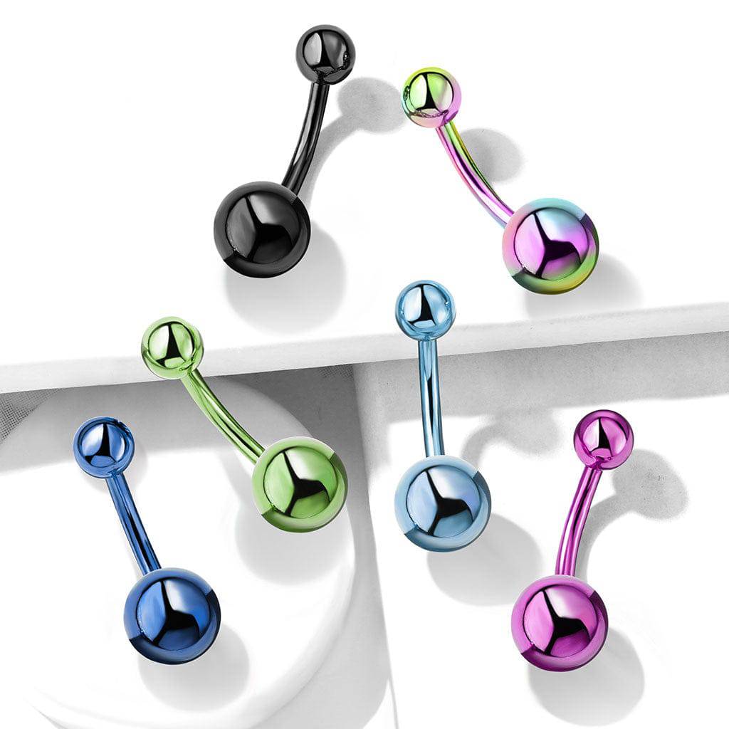 High Polished 316L Surgical Steel Blue PVD Belly Button Navel Ring