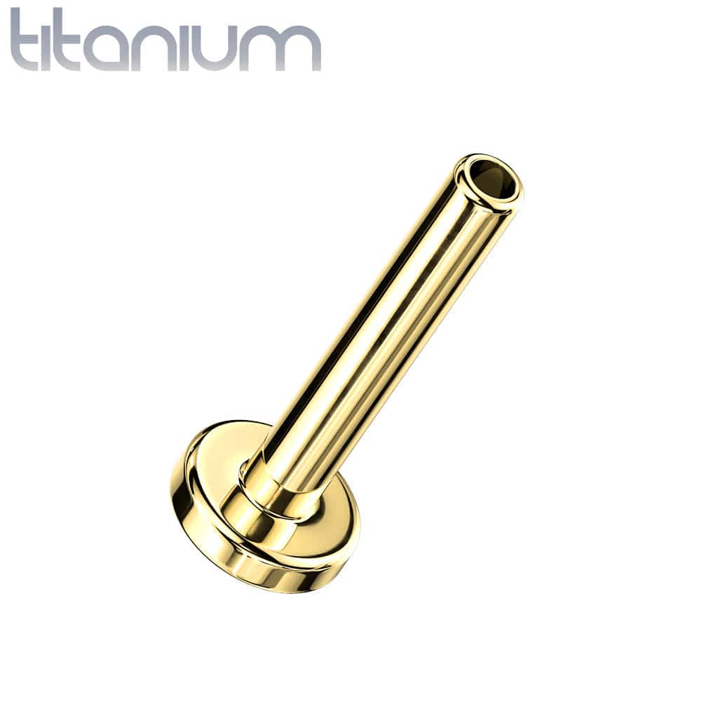 Implant Grade Titanium Gold PVD Cat White CZ Bezel Gem Threadless Push In Labret