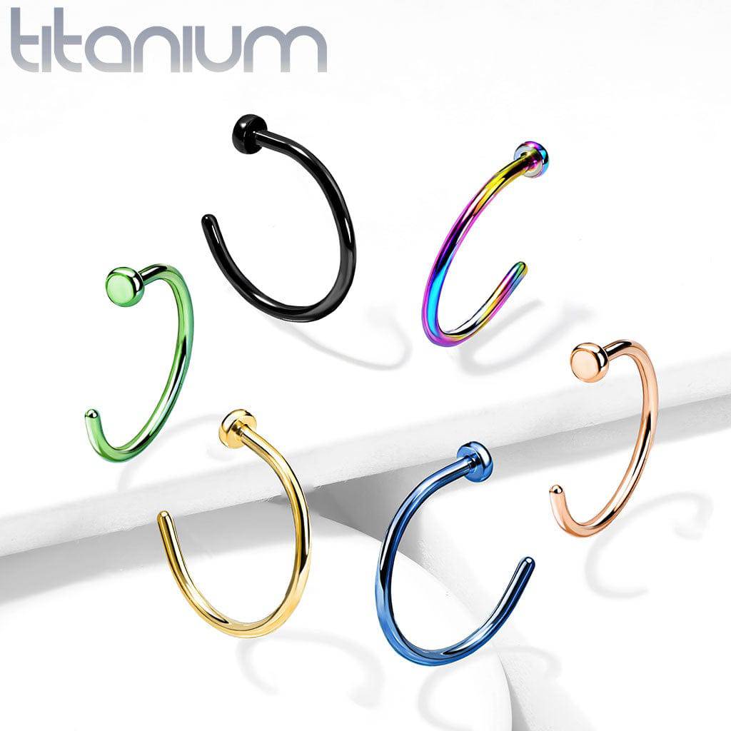Implant Grade Titanium Rainbow PVD Nose Hoop Ring with Stopper
