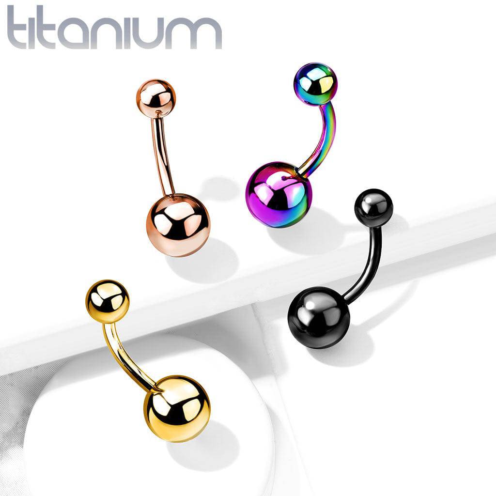 Implant Grade Titanium Rose Gold PVD Ball Stud Belly Ring