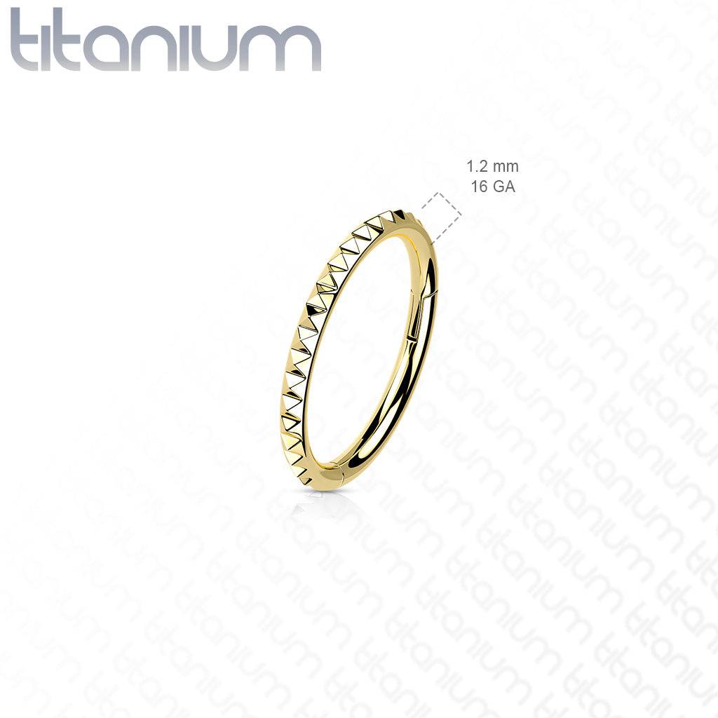 Implant Grade Titanium Rose Gold PVD Ridged Hinged Hoop Clicker Ring