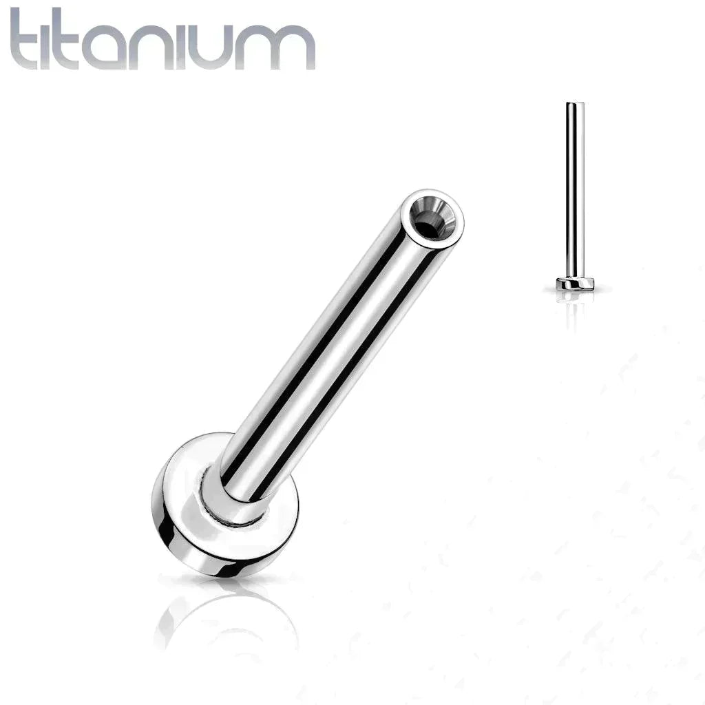 Implant Grade Titanium White CZ Marquise Triangle Design Threadless Push In Labret