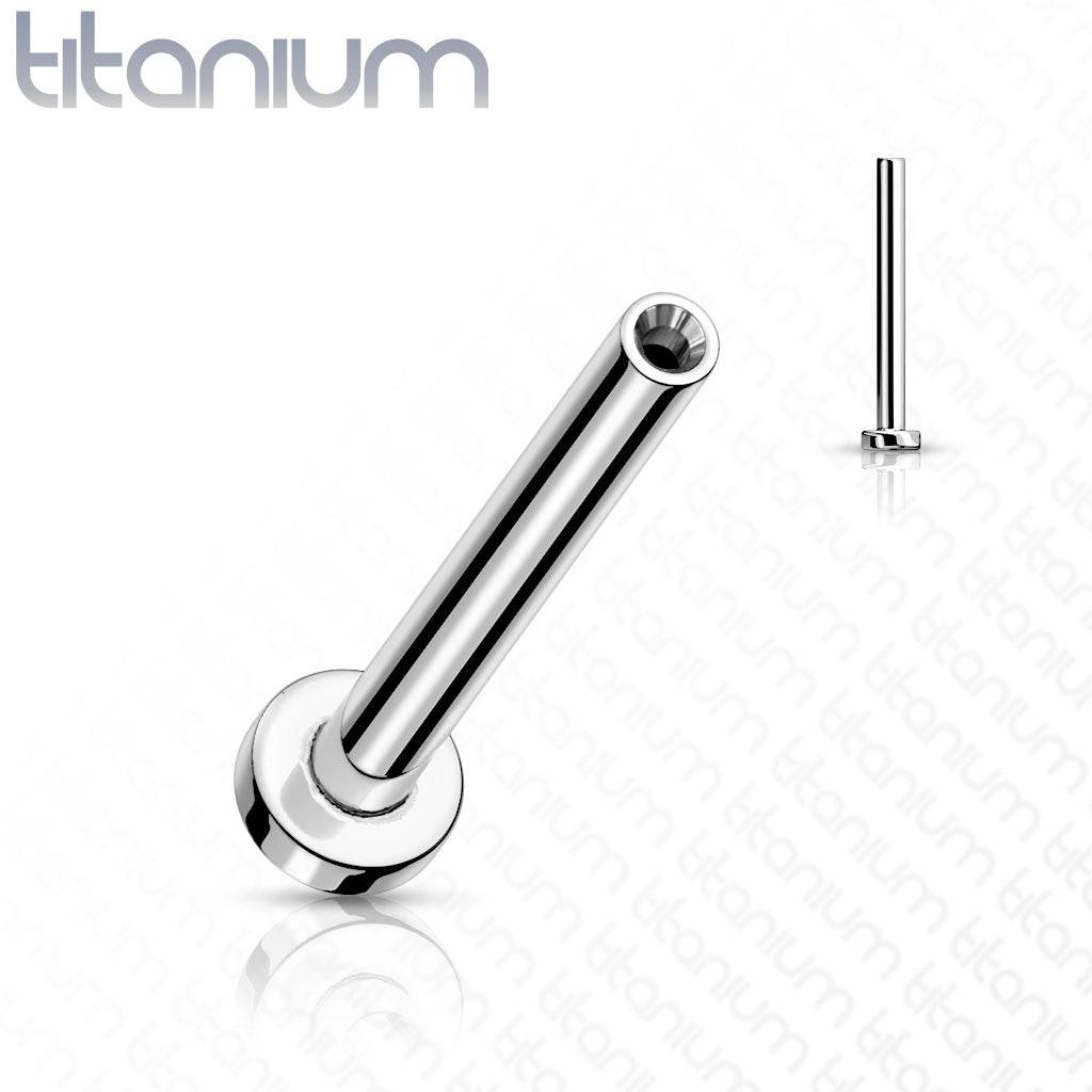 Implant Grade Titanium Threadless Push In Labret Flat Back Vitrail Medium CZ Stud