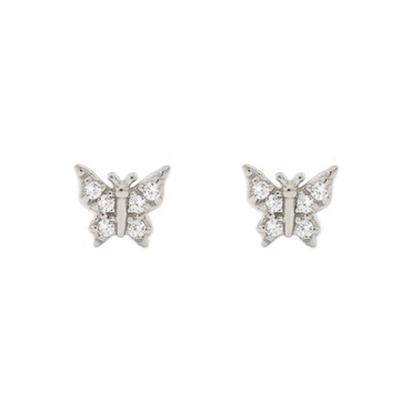 Pair of 925 Sterling Silver Small Butterfly Gem Minimal Earrings Pair of 925 Sterling Silver Small Butterfly Gem Minimal Earrings