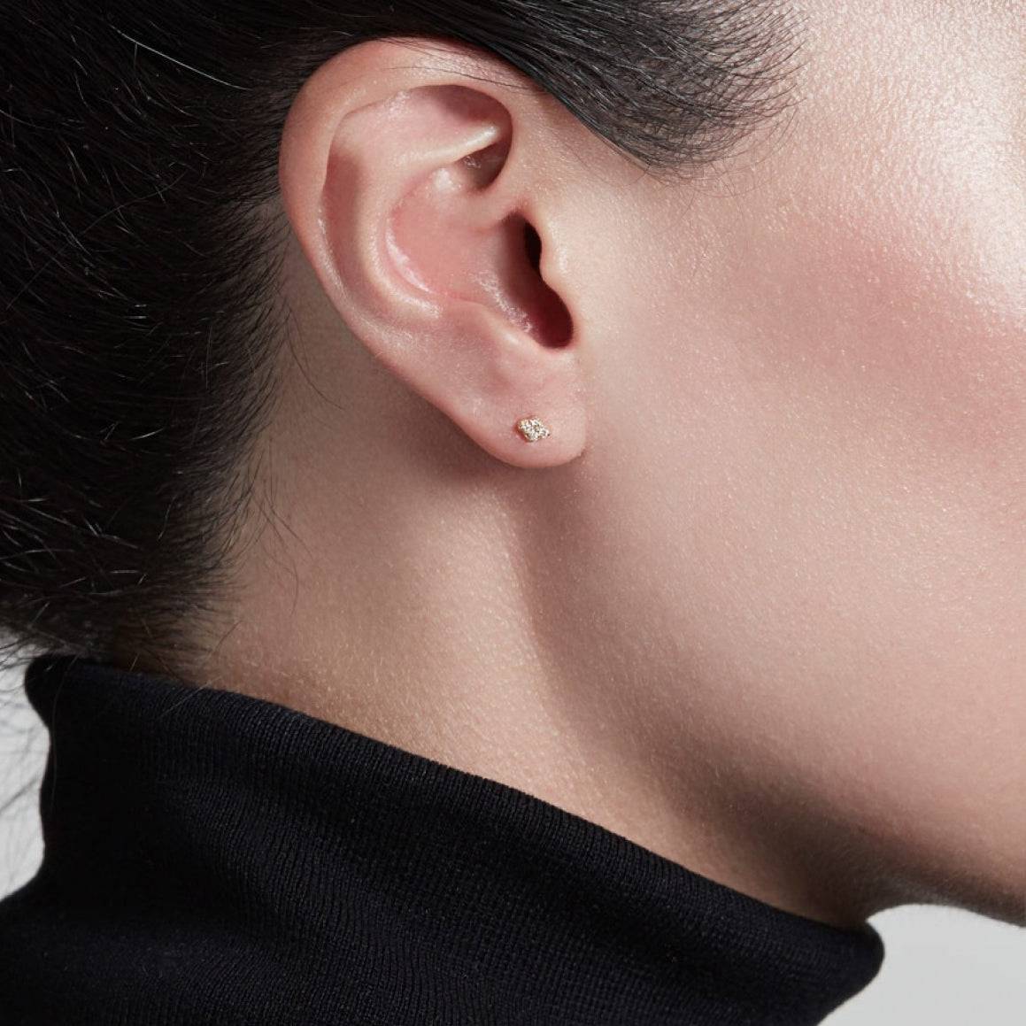 Pair of 925 Sterling Silver Small Diamond Shaped White CZ Gem Minimal Earrings