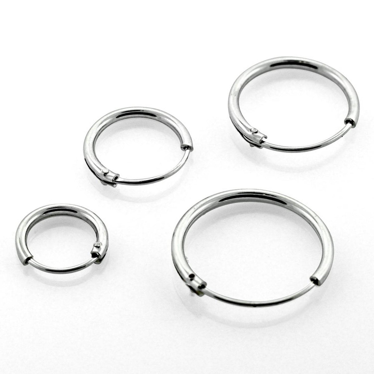 Pair of 925 Sterling Silver Thin Sleeper Hinged Hoop Earrings