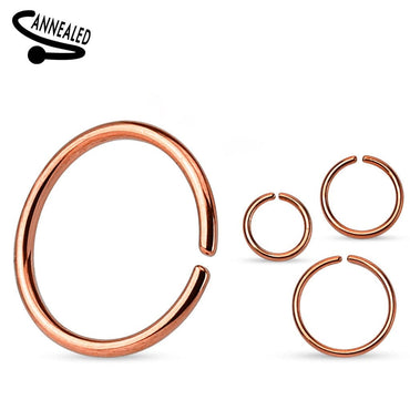 Rose Gold PVD High Polished Surgical Steel High Polished Easy Bend Nose, Cartilage Hoop Ring Rose Gold PVD High Polished Surgical Steel High Polished Easy Bend Nose, Cartilage Hoop Ring
